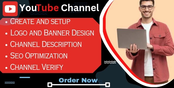 I will create and setup youtube channel with logo,banner,intro and outer