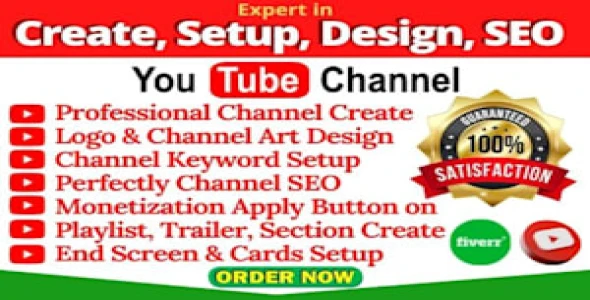 I will create and setup youtube channel, logo, channel art design properly