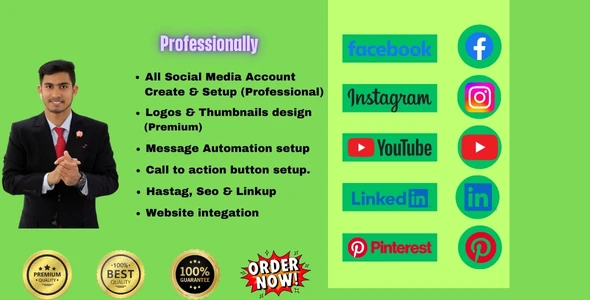 I will create social media accounts, set up business pages, and optimize.