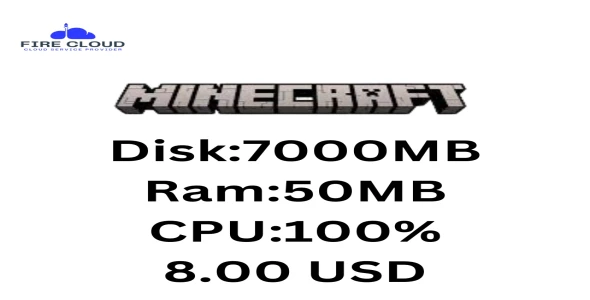 Minecraft Server Disk:7000MB 100%CPU Ram:50MB Powered by Fire Cloud