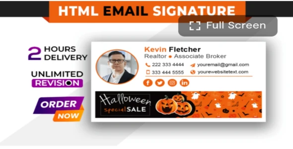 I will design a clickable HTML email signature for mac outlook gmail