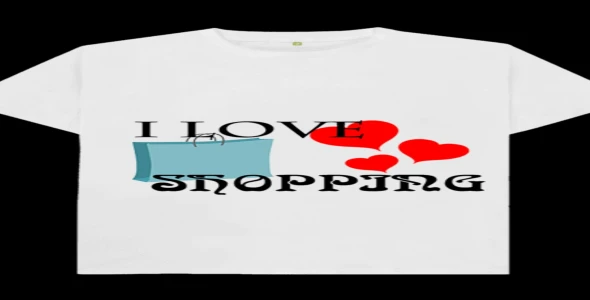 I will design a creative "I Love Shopping" T-shirt with heart & bag art