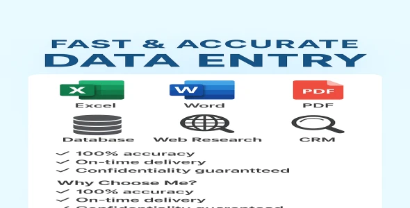 I will do accurate data entry, typing, copy paste, and web research