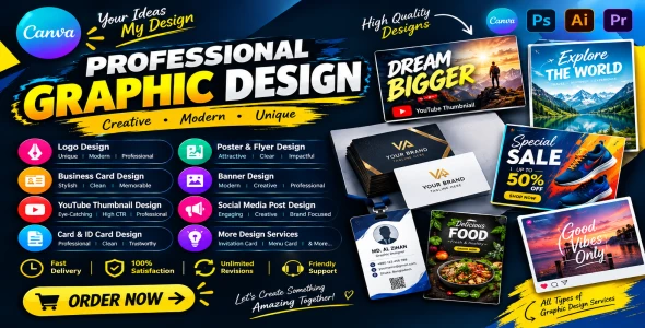 I Will Design Professional Cards, YouTube Thumbnails, Posters and Graphics